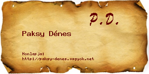 Paksy Dénes névjegykártya